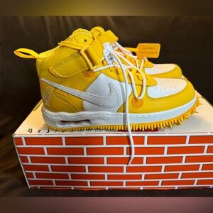 New Nike Air Force 1 Mid SP LTHR ‘Off-White /Varsity Maize’ Men’s Size 9
